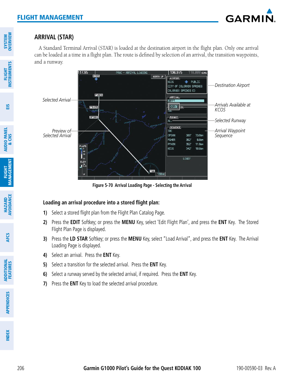 Flight management, Arrival (star) | Garmin G1000 Quest Kodiak User Manual | Page 218 / 502