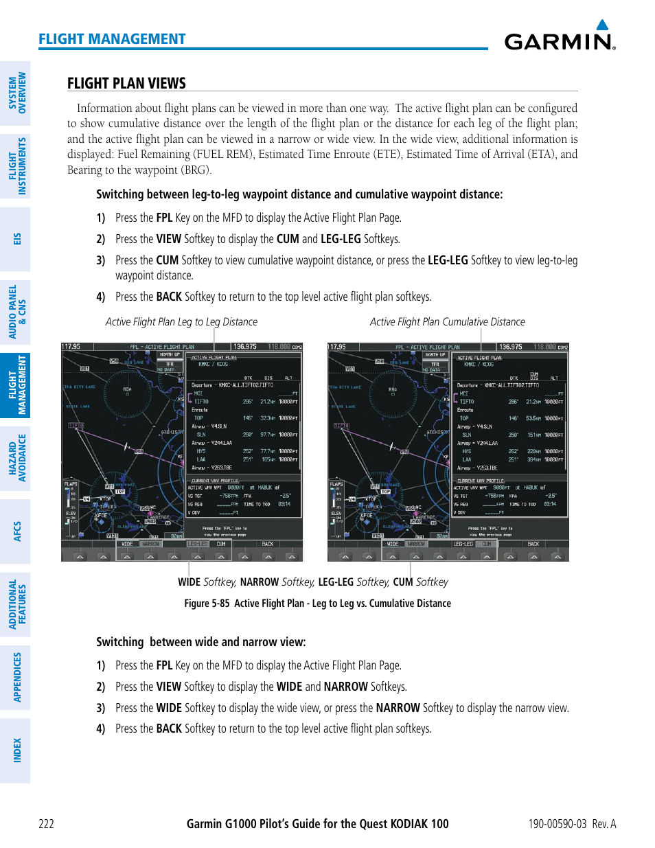 Flight plan views, Flight management | Garmin G1000 Quest Kodiak User Manual | Page 234 / 502