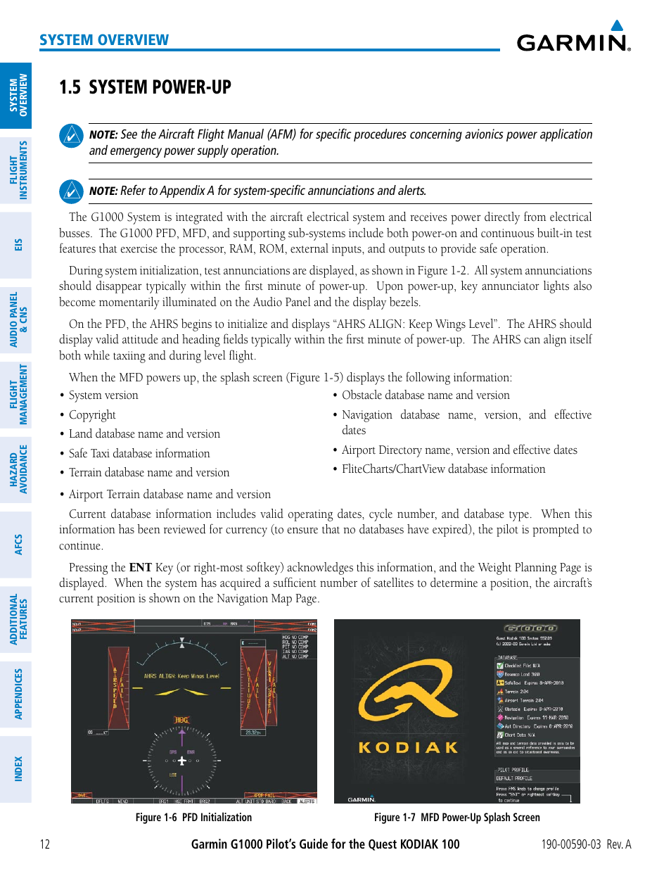 5 system power-up, System overview | Garmin G1000 Quest Kodiak User Manual | Page 24 / 502