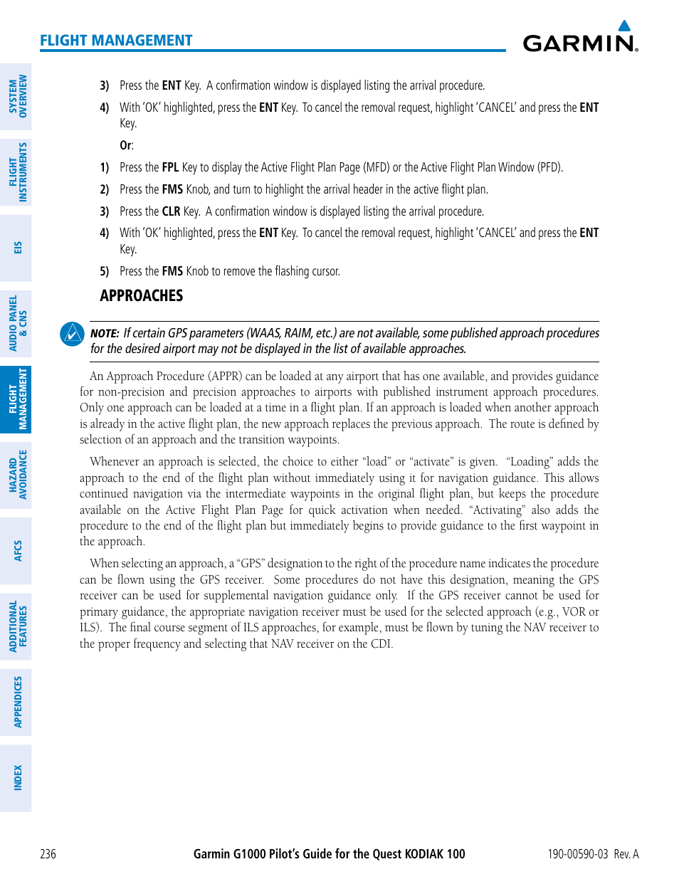 Approaches, Flight management | Garmin G1000 Quest Kodiak User Manual | Page 248 / 502