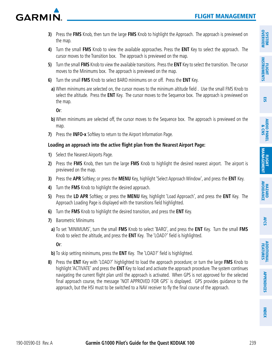 Flight management | Garmin G1000 Quest Kodiak User Manual | Page 251 / 502