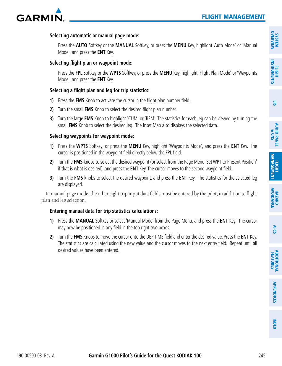 Flight management | Garmin G1000 Quest Kodiak User Manual | Page 257 / 502