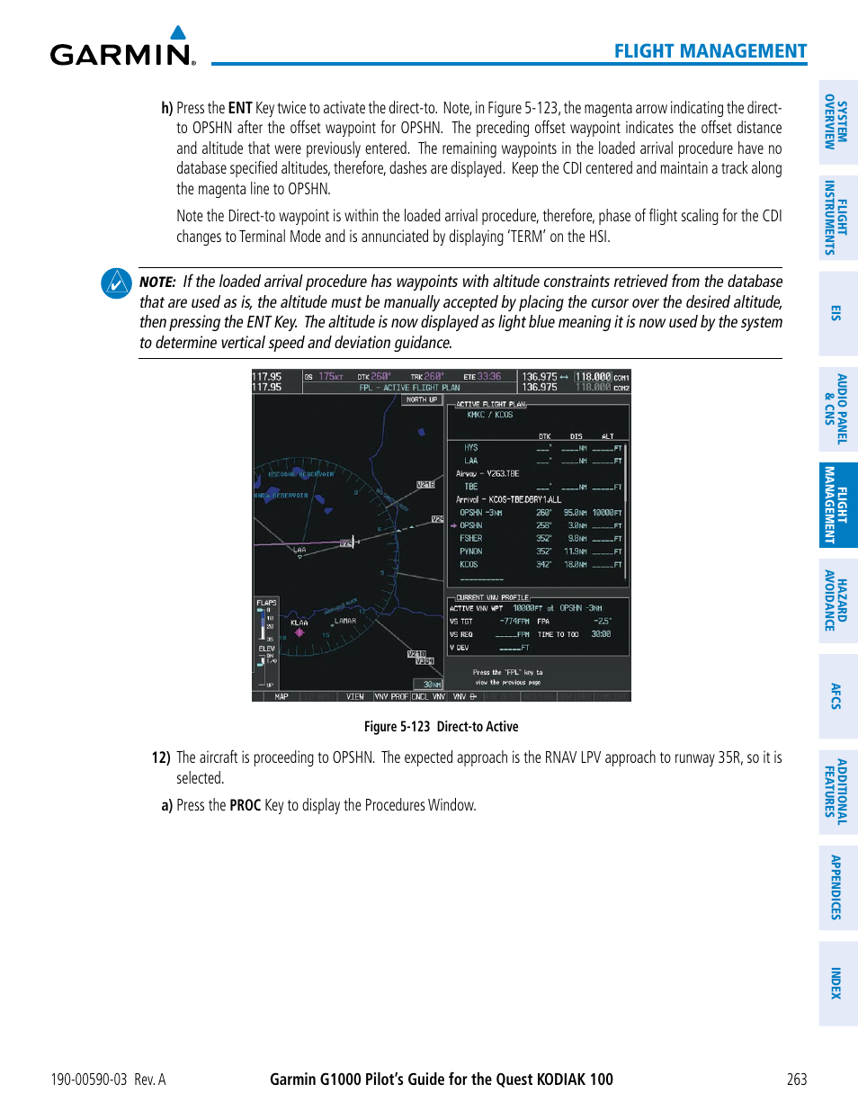 Flight management | Garmin G1000 Quest Kodiak User Manual | Page 275 / 502