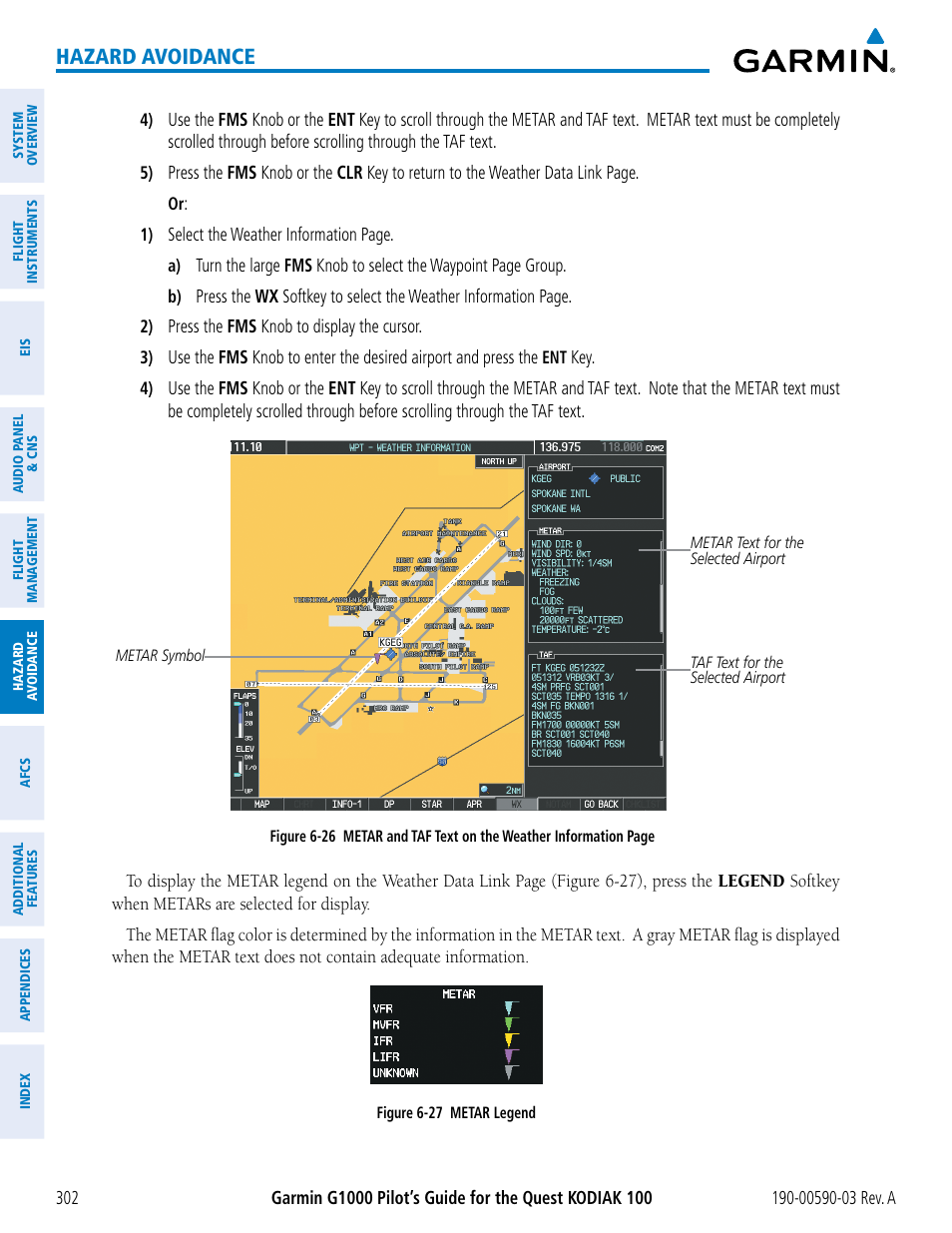 Hazard avoidance | Garmin G1000 Quest Kodiak User Manual | Page 314 / 502