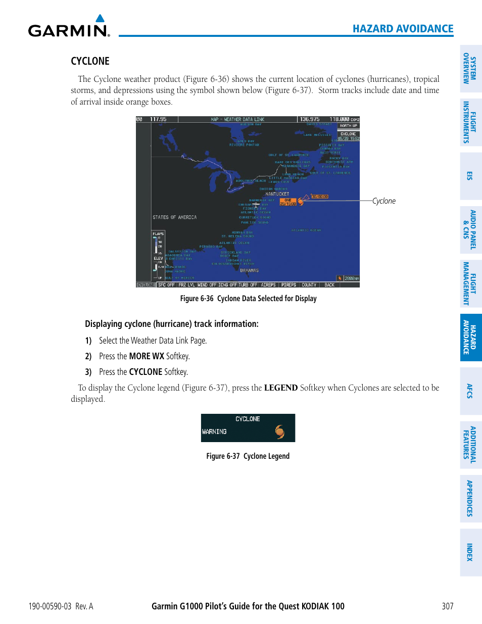 Hazard avoidance cyclone | Garmin G1000 Quest Kodiak User Manual | Page 319 / 502