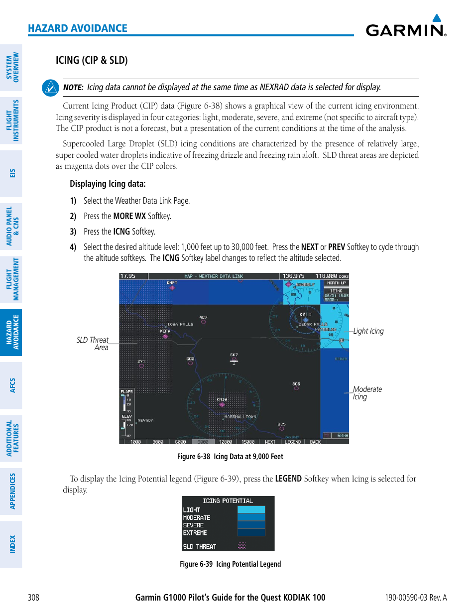 Hazard avoidance icing (cip & sld) | Garmin G1000 Quest Kodiak User Manual | Page 320 / 502