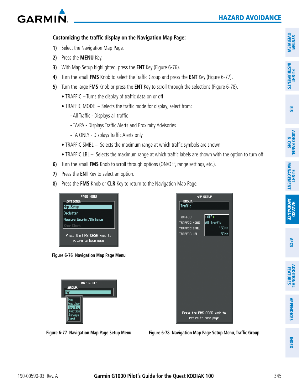 Hazard avoidance | Garmin G1000 Quest Kodiak User Manual | Page 357 / 502