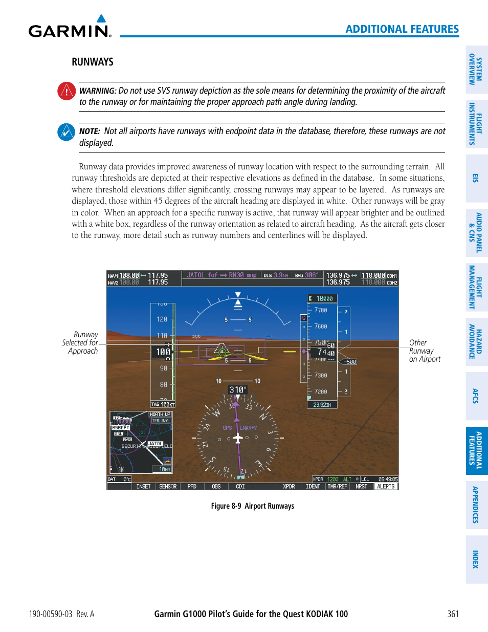 Additional features, Runways | Garmin G1000 Quest Kodiak User Manual | Page 373 / 502