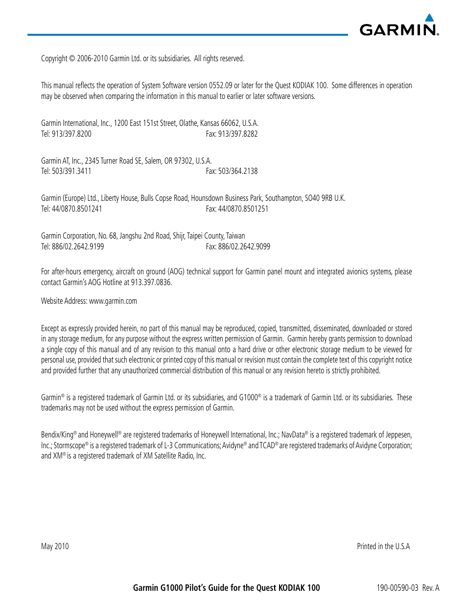 Garmin G1000 Quest Kodiak User Manual | Page 4 / 502