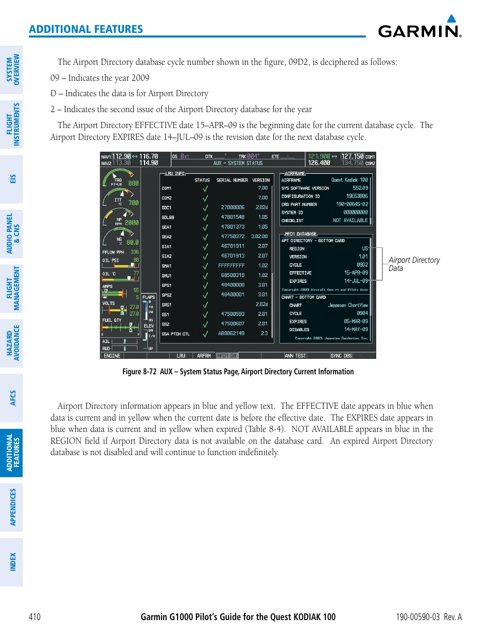 Additional features | Garmin G1000 Quest Kodiak User Manual | Page 422 / 502