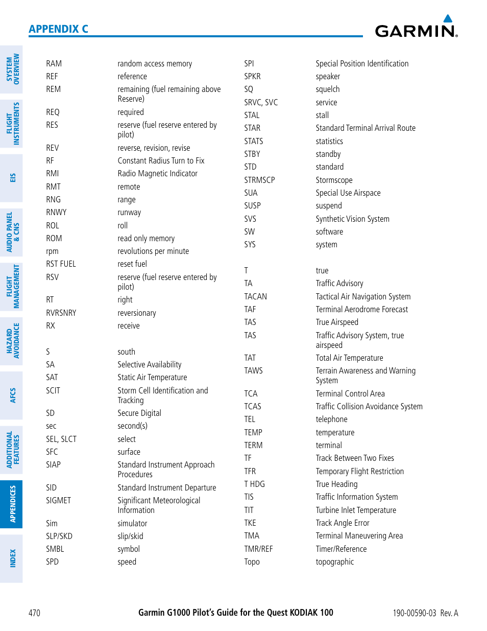 Appendix c | Garmin G1000 Quest Kodiak User Manual | Page 482 / 502