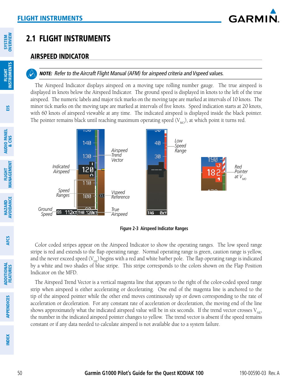 1 flight instruments, Airspeed indicator, Flight instruments | Garmin G1000 Quest Kodiak User Manual | Page 62 / 502