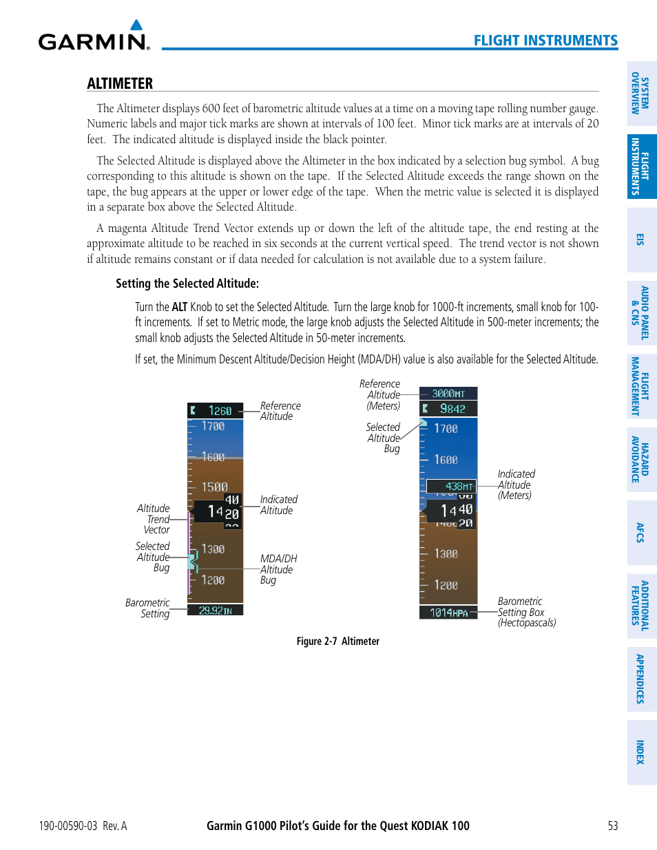 Altimeter, Flight instruments | Garmin G1000 Quest Kodiak User Manual | Page 65 / 502