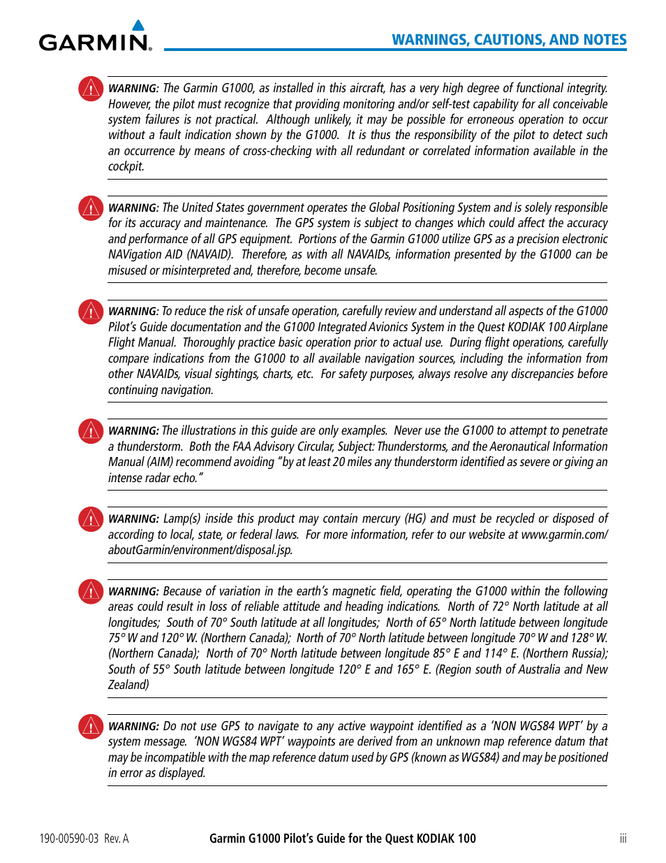 Garmin G1000 Quest Kodiak User Manual | Page 7 / 502
