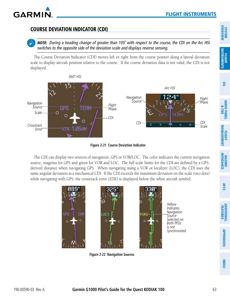 Course deviation indicator (cdi), Flight instruments | Garmin G1000 Quest Kodiak User Manual | Page 75 / 502