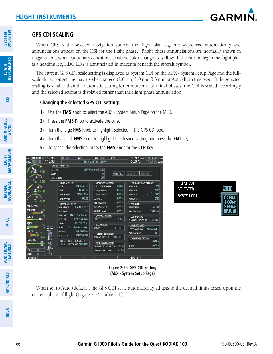 Flight instruments, Gps cdi scaling | Garmin G1000 Quest Kodiak User Manual | Page 78 / 502