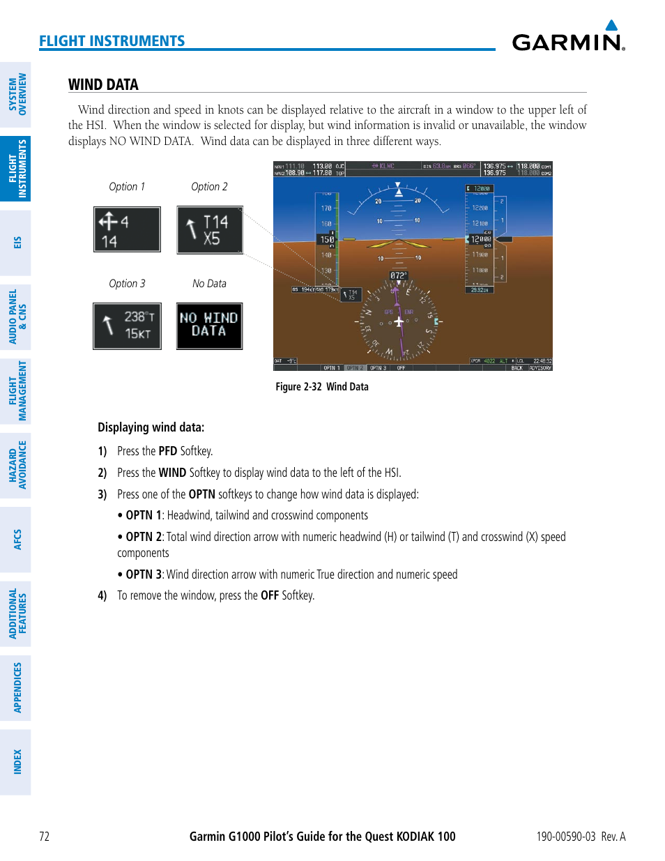 Wind data, Flight instruments | Garmin G1000 Quest Kodiak User Manual | Page 84 / 502