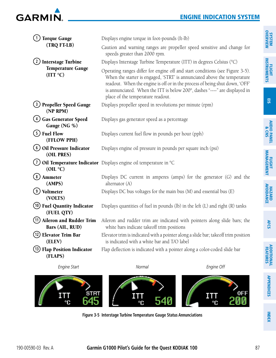 Engine indication system | Garmin G1000 Quest Kodiak User Manual | Page 99 / 502