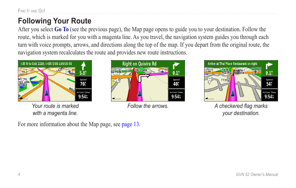 Following your route, Following.your.route | Garmin GVN 52 User Manual | Page 10 / 58