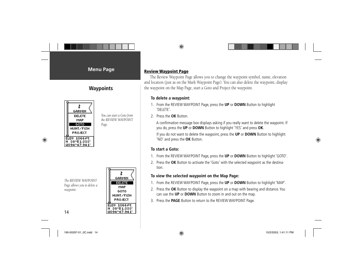 Waypoints | Garmin Geko 201 User Manual | Page 22 / 52