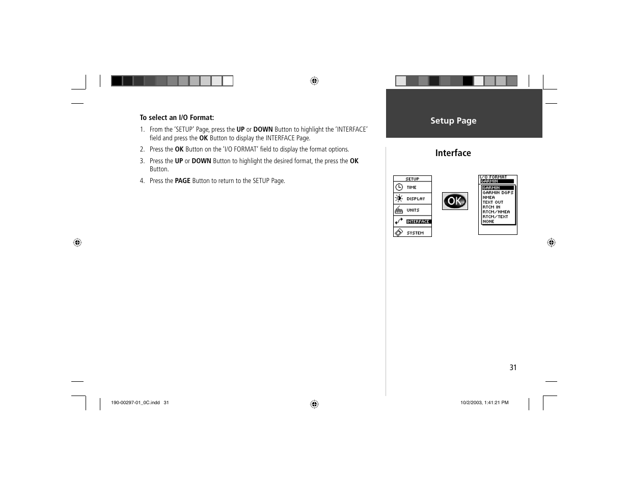 Interface | Garmin Geko 201 User Manual | Page 39 / 52