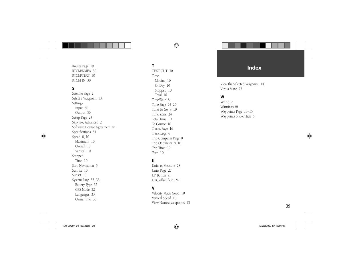 Index | Garmin Geko 201 User Manual | Page 47 / 52