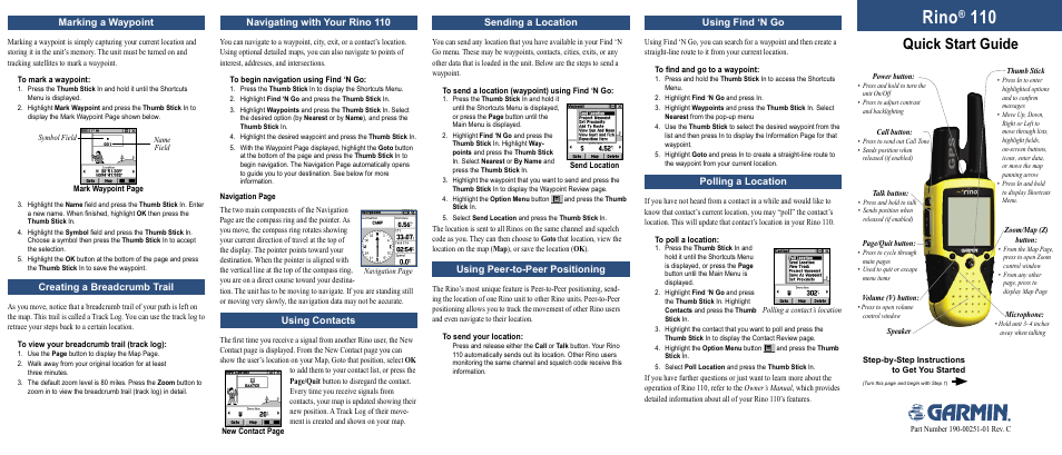 Garmin Rino 110 User Manual | 2 pages