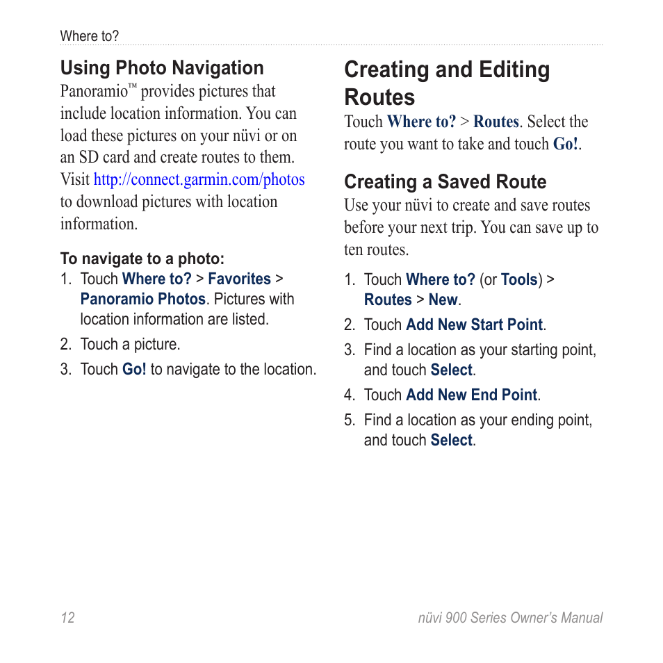 Creating and editing routes | Garmin nuvi 900T User Manual | Page 18 / 72