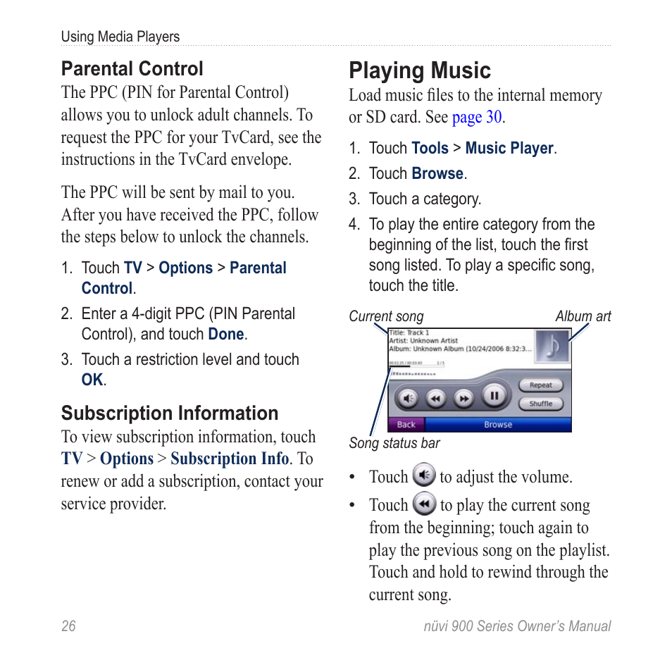 Playing music | Garmin nuvi 900T User Manual | Page 32 / 72