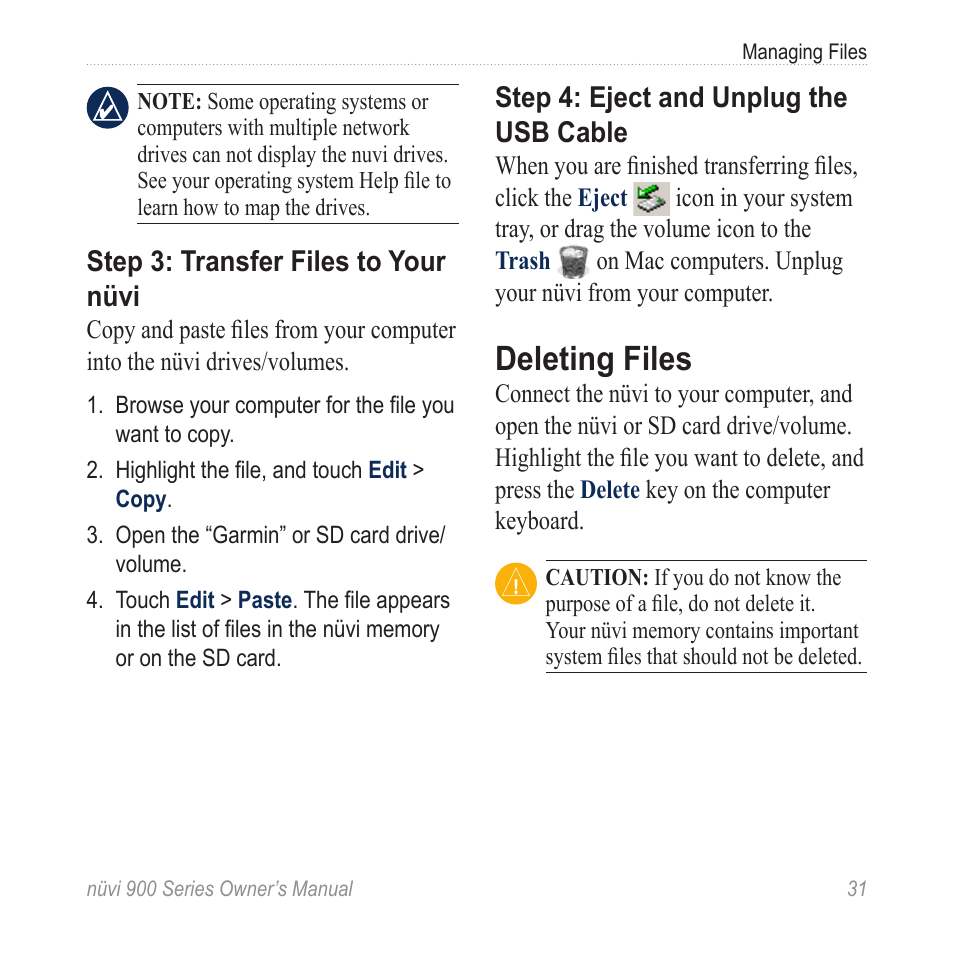 Deleting files | Garmin nuvi 900T User Manual | Page 37 / 72