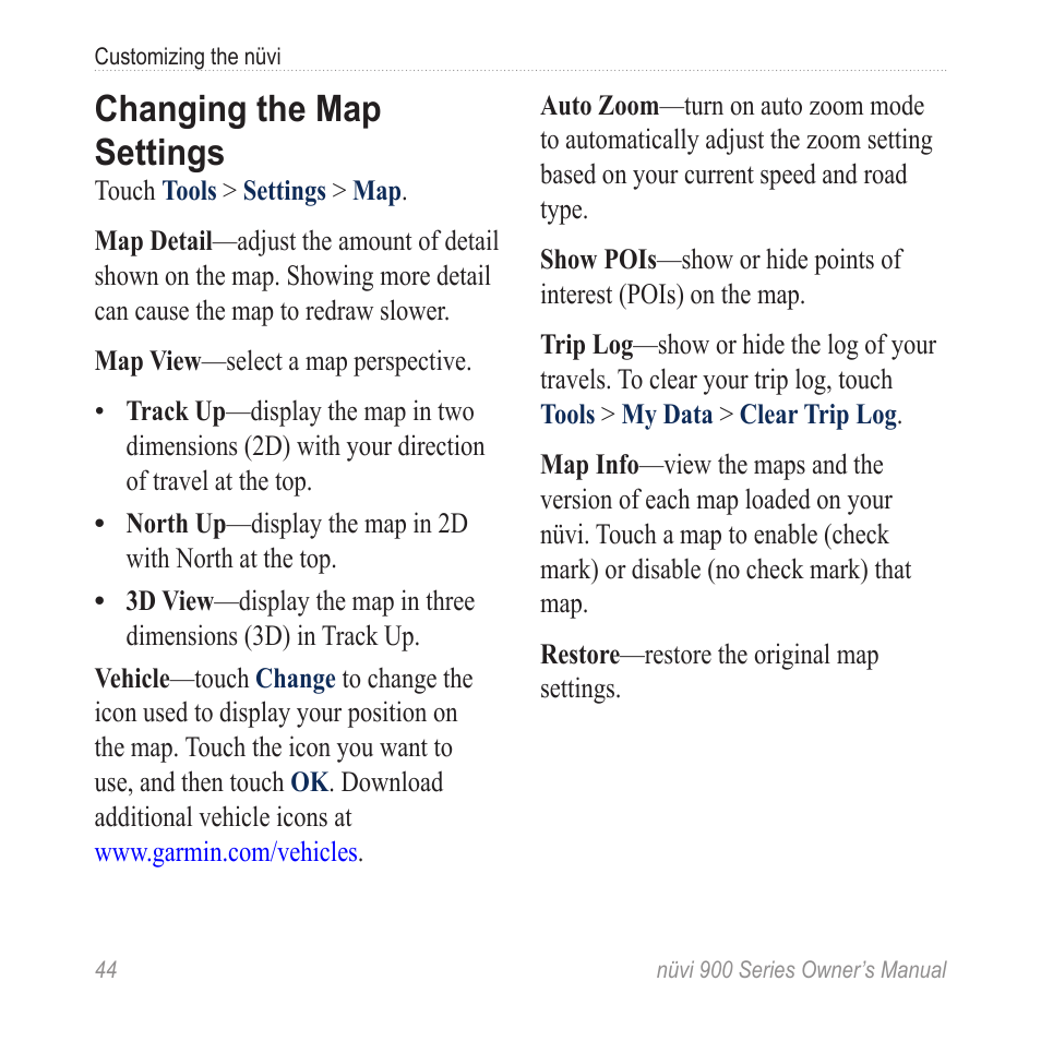 Changing the map settings | Garmin nuvi 900T User Manual | Page 50 / 72