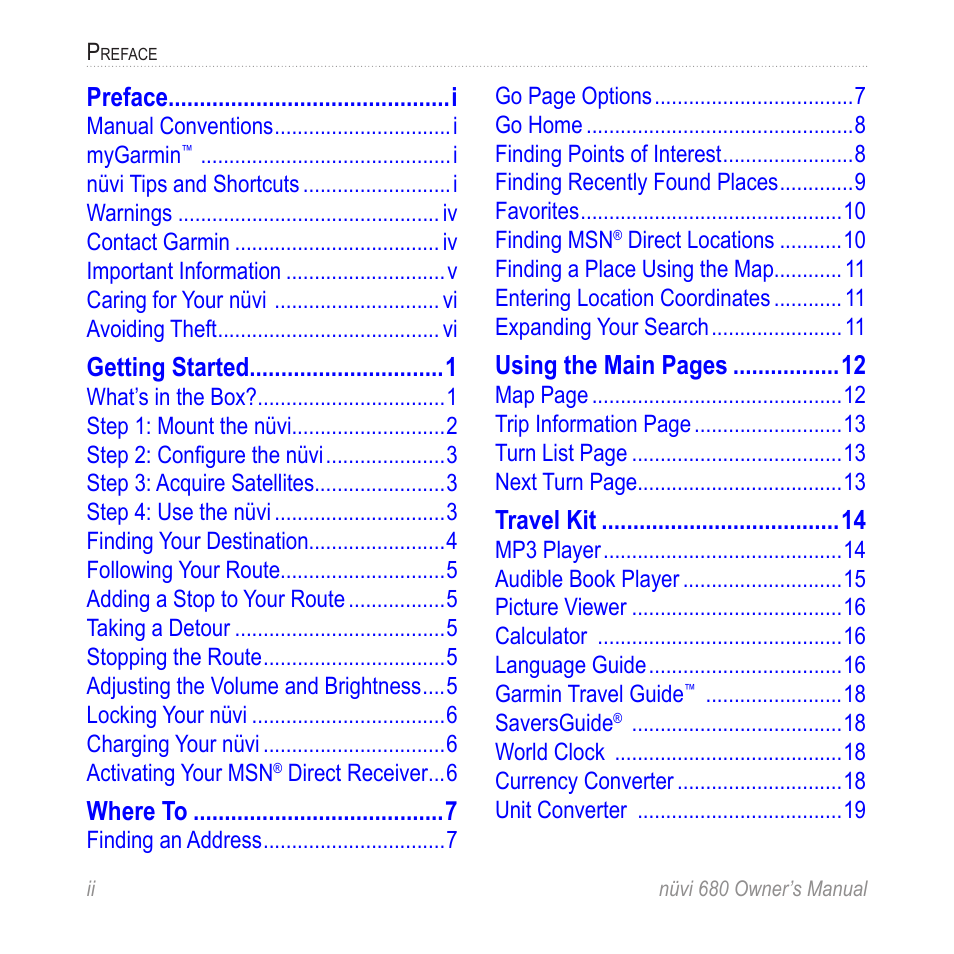 Garmin nuvi 680 User Manual | Page 4 / 60