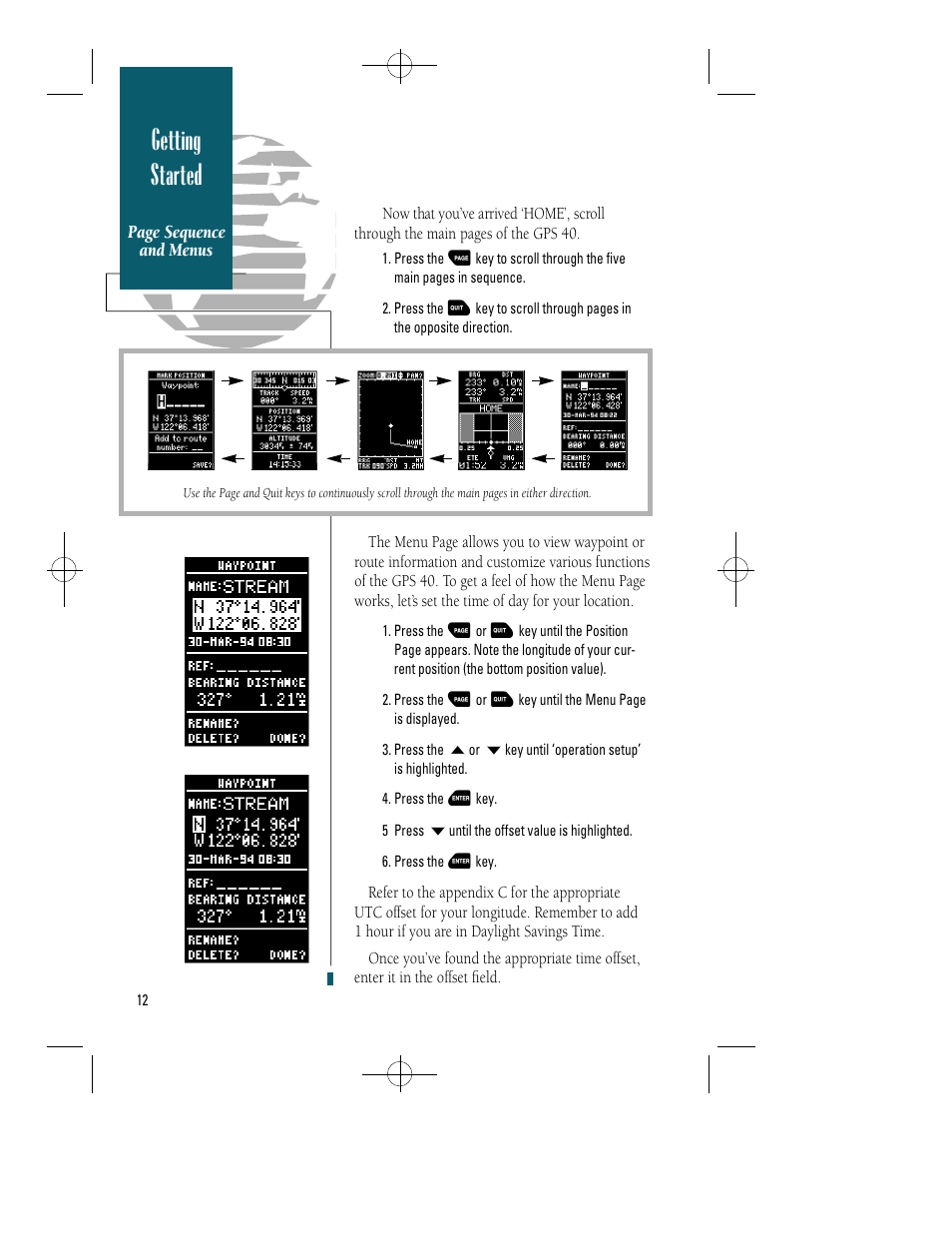 Getting started | Garmin GPS 40 User Manual | Page 18 / 67