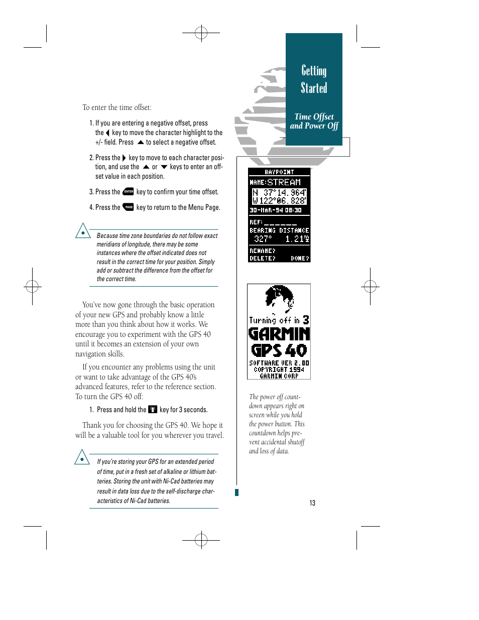 Getting started | Garmin GPS 40 User Manual | Page 19 / 67