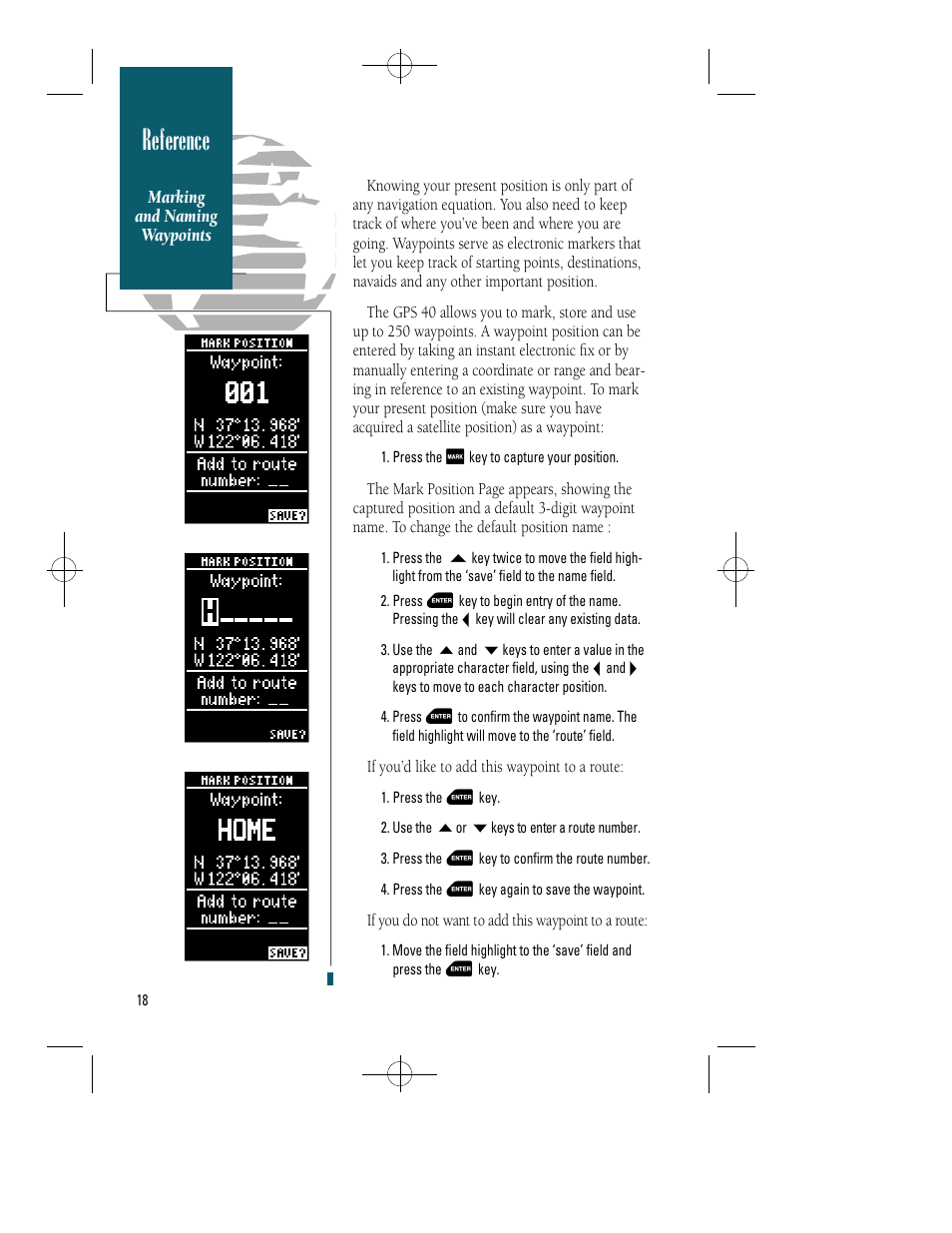 Reference | Garmin GPS 40 User Manual | Page 24 / 67