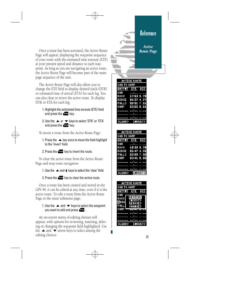 Reference | Garmin GPS 40 User Manual | Page 37 / 67