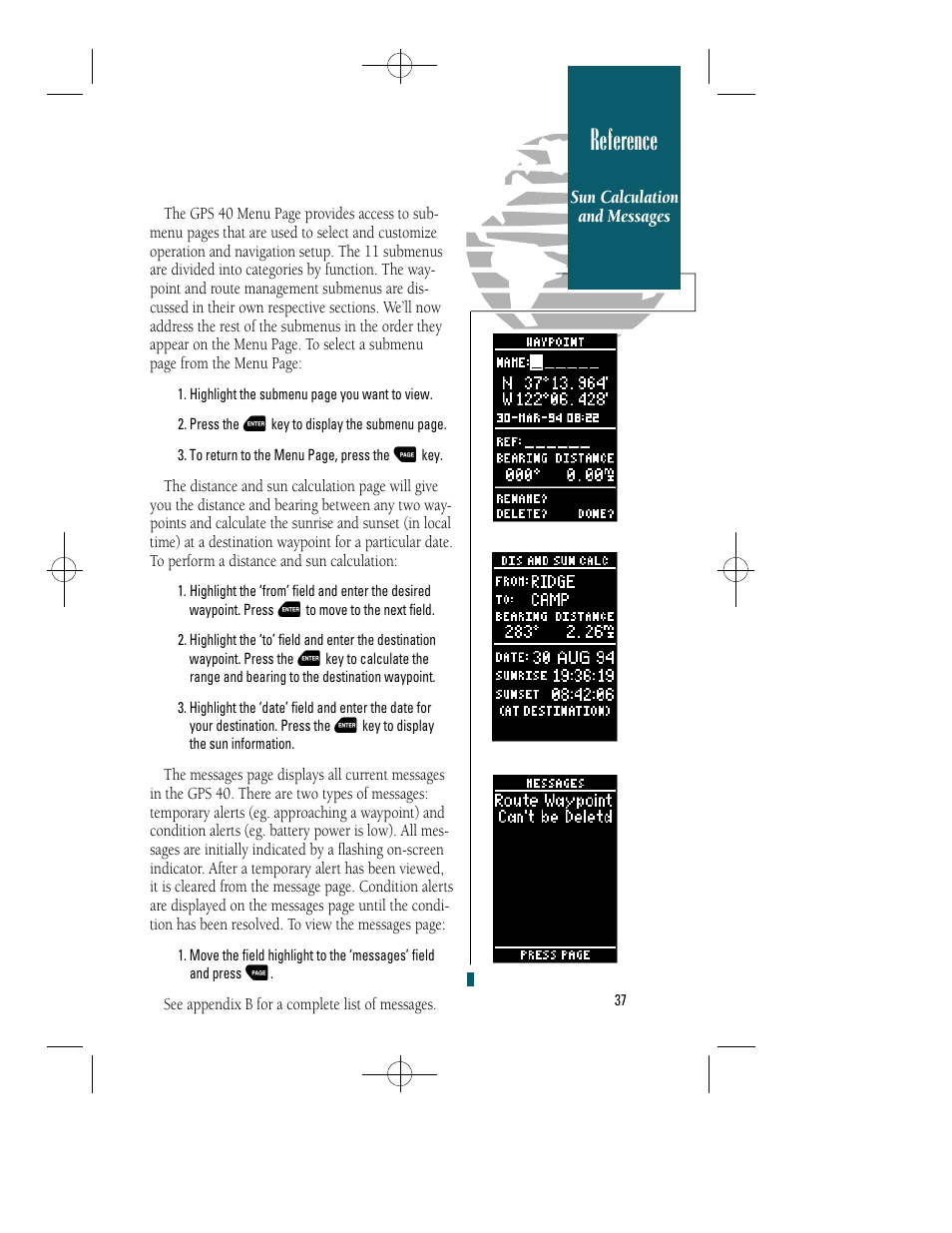 Reference | Garmin GPS 40 User Manual | Page 43 / 67