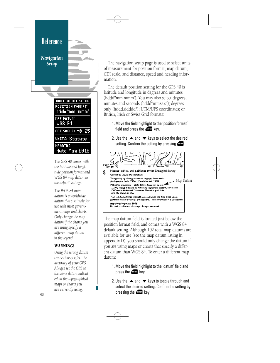 Reference | Garmin GPS 40 User Manual | Page 46 / 67