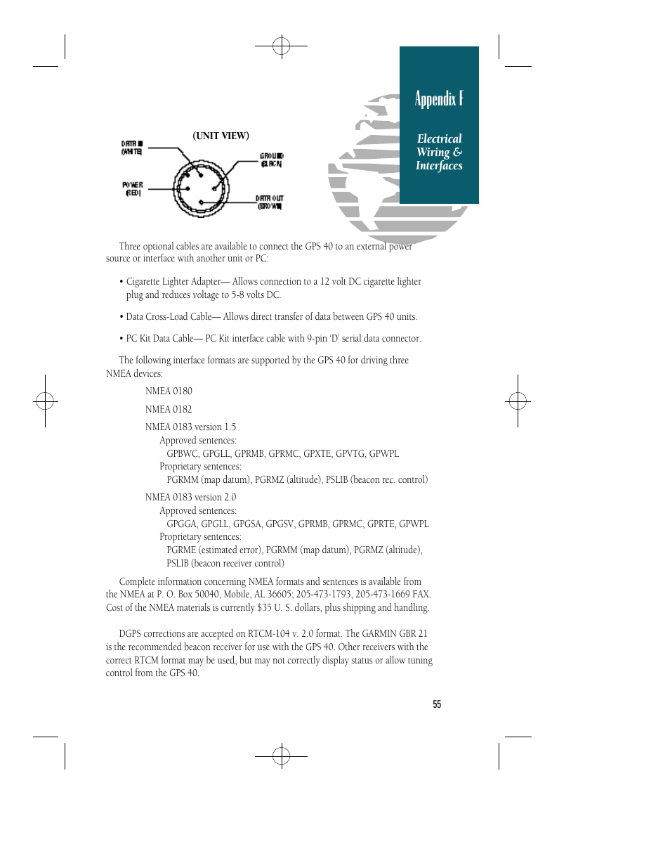 Appendix f | Garmin GPS 40 User Manual | Page 61 / 67