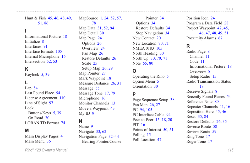 Garmin Rino 120 User Manual | Page 121 / 124