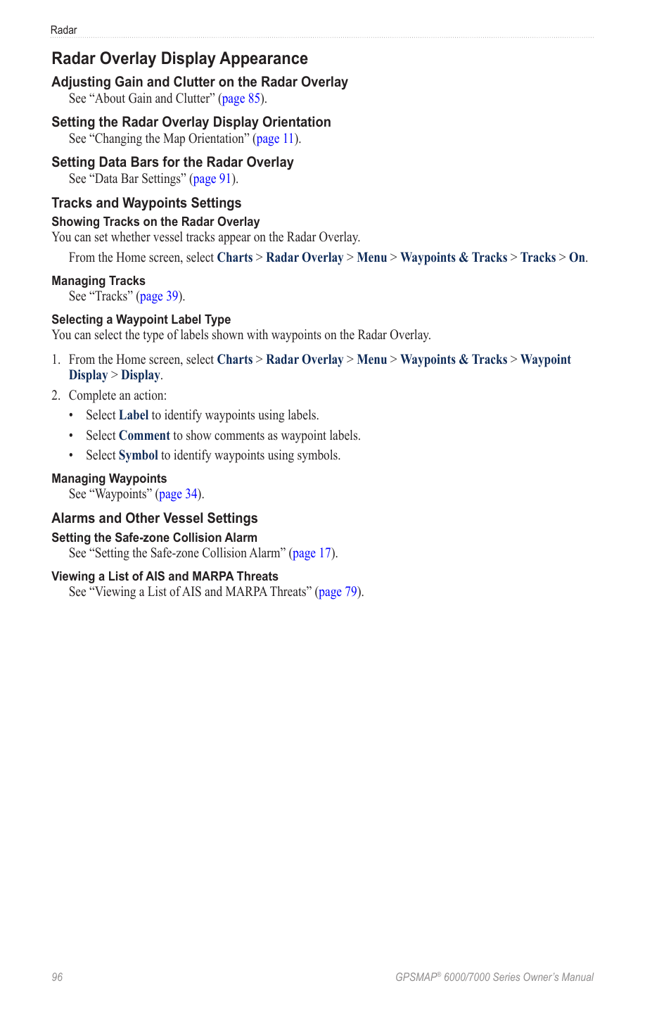 Radar overlay display appearance | Garmin GPSMAP 7215 User Manual | Page 102 / 136