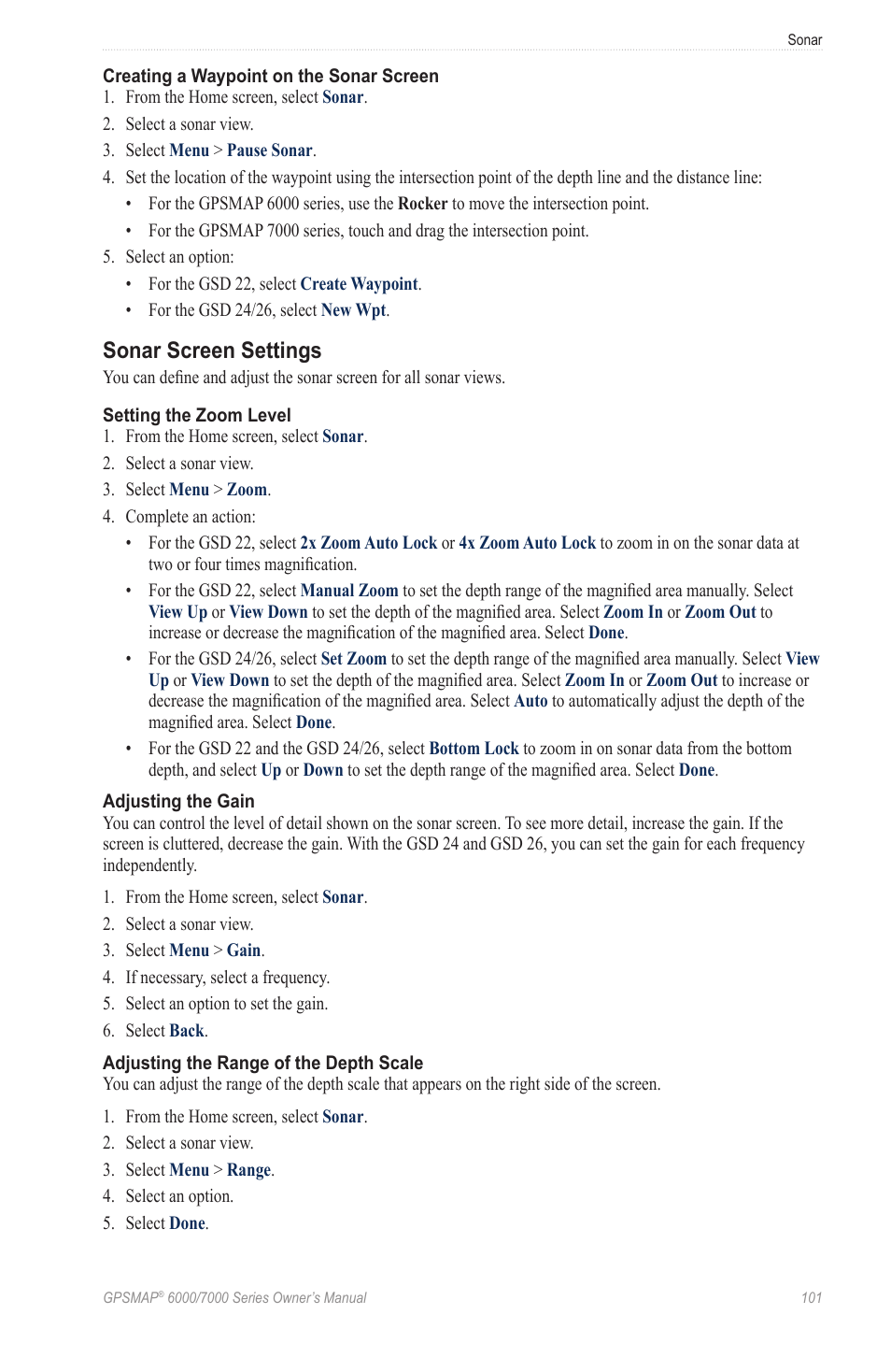 Sonar screen settings | Garmin GPSMAP 7215 User Manual | Page 107 / 136