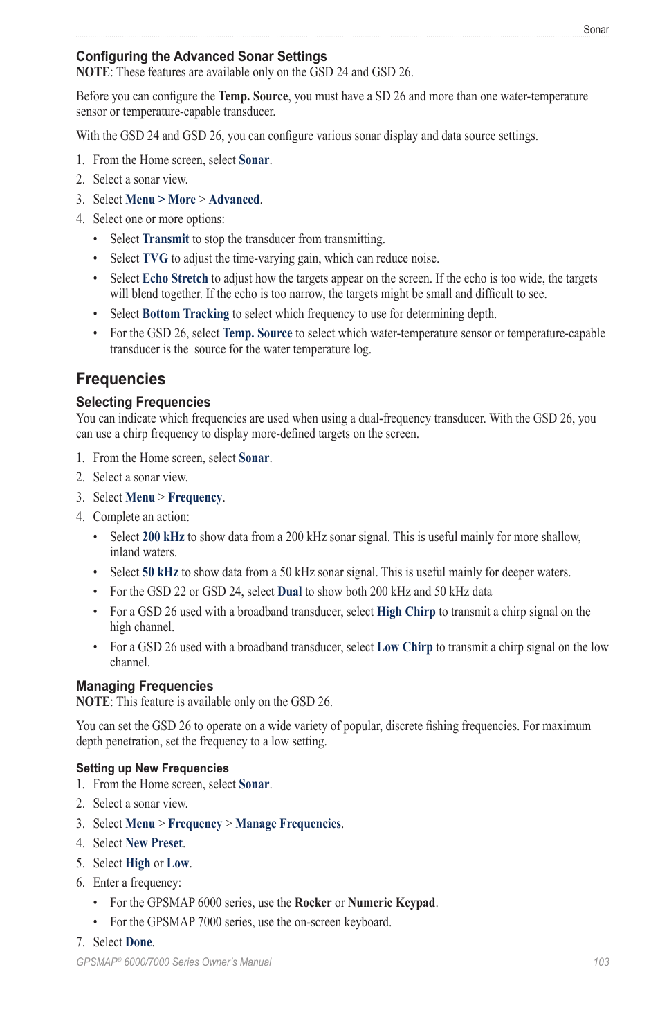 Frequencies | Garmin GPSMAP 7215 User Manual | Page 109 / 136