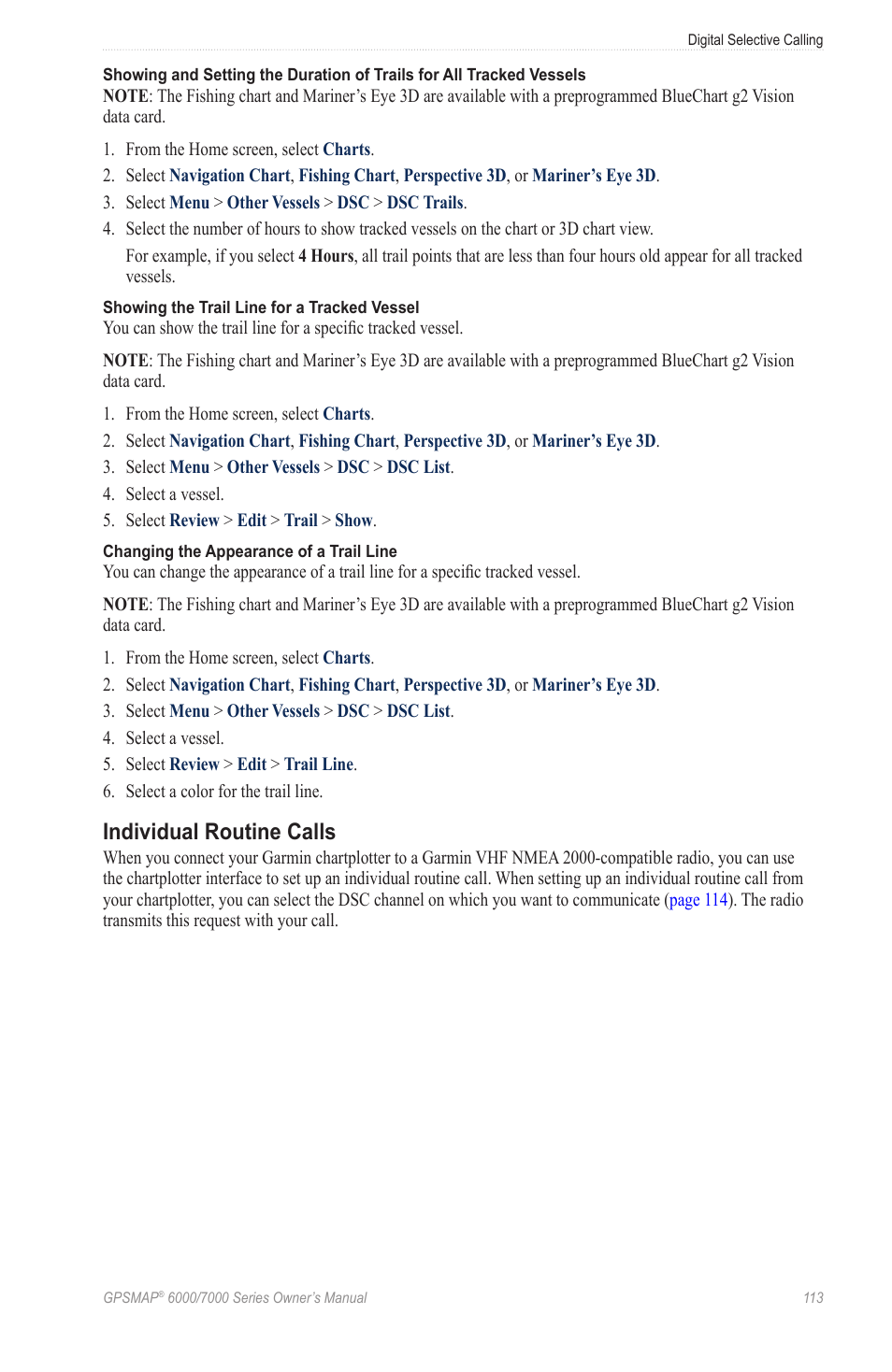 Individual routine calls | Garmin GPSMAP 7215 User Manual | Page 119 / 136
