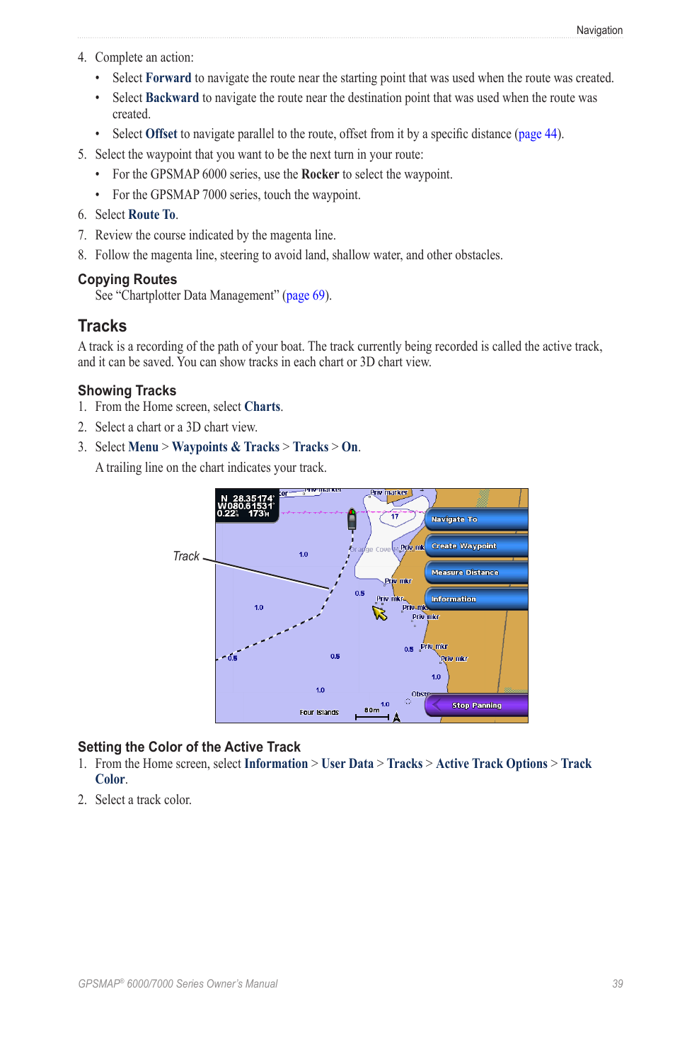 Tracks, Racks | Garmin GPSMAP 7215 User Manual | Page 45 / 136