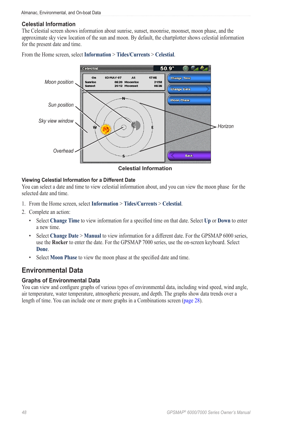 Environmental data | Garmin GPSMAP 7215 User Manual | Page 54 / 136