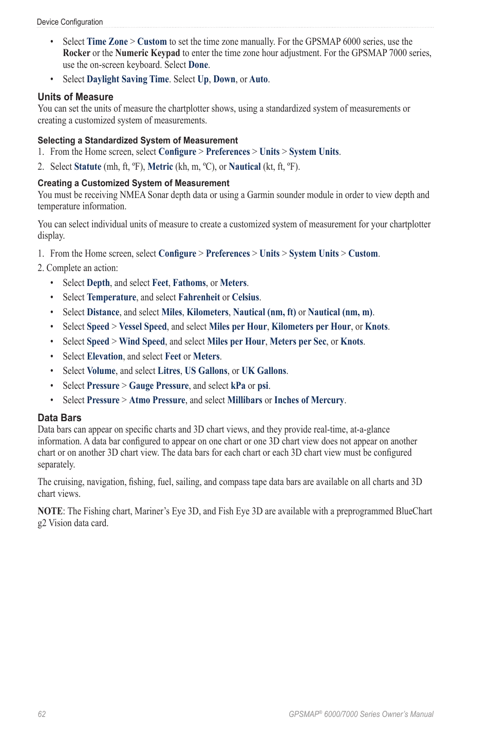 See “data bars | Garmin GPSMAP 7215 User Manual | Page 68 / 136