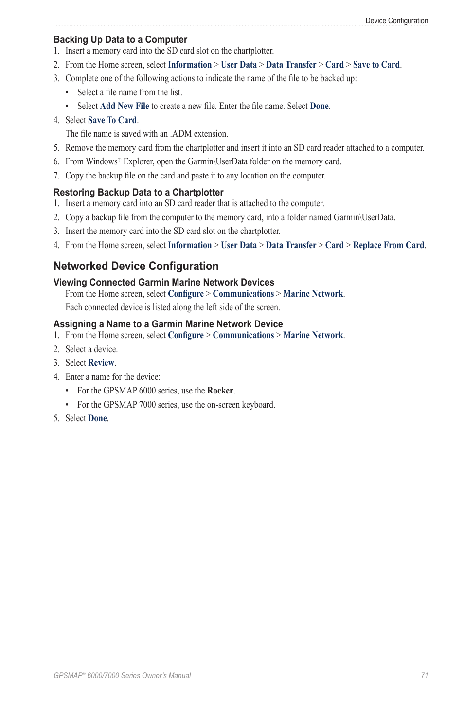 Networked device configuration | Garmin GPSMAP 7215 User Manual | Page 77 / 136