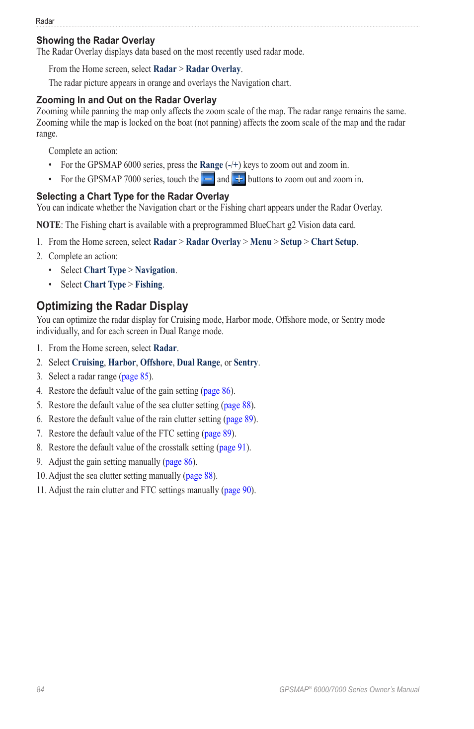Optimizing the radar display | Garmin GPSMAP 7215 User Manual | Page 90 / 136