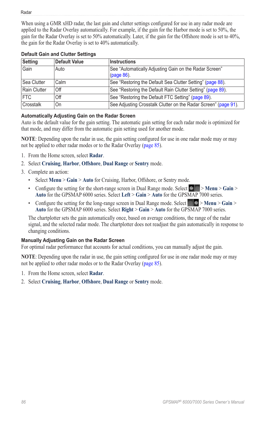 Adjust the gain setting manually | Garmin GPSMAP 7215 User Manual | Page 92 / 136